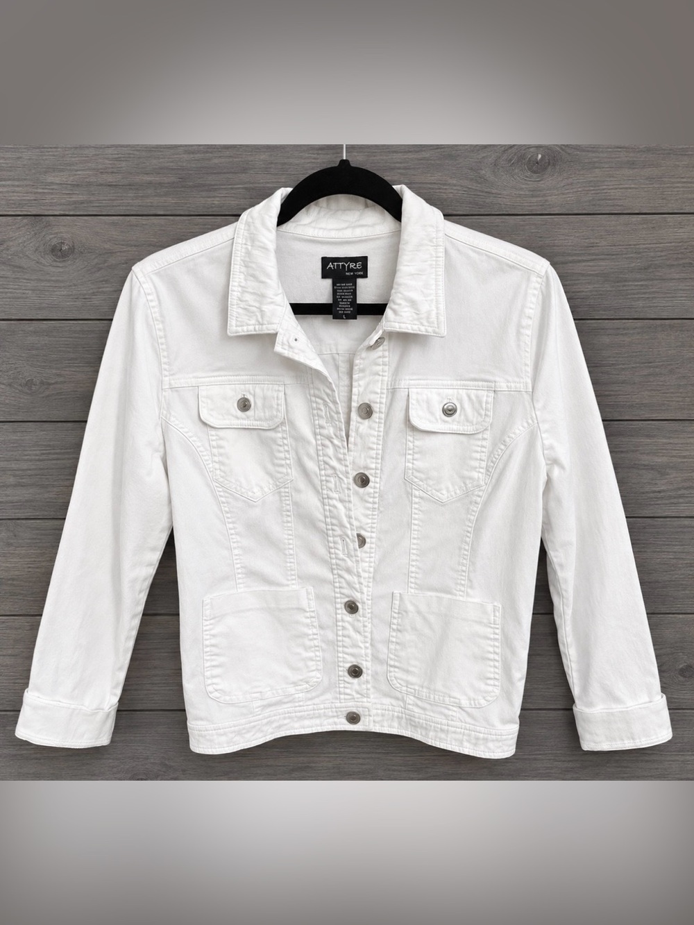 Attyre New York Classic White Women's Lightweight Button-Up Jacket